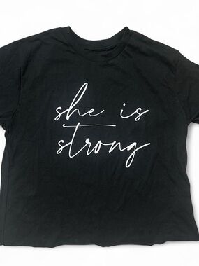 She Is Strong Black Graphic Tee - Women
